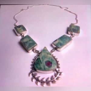 Ruby Fuchsite Stamped 925 Sterling Silver Necklace